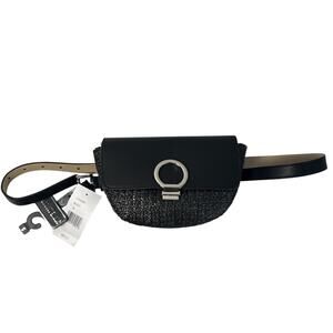 NWT Steve Madden Black Woven Belt Bag Fanny Pack Crossbody Festival Purse